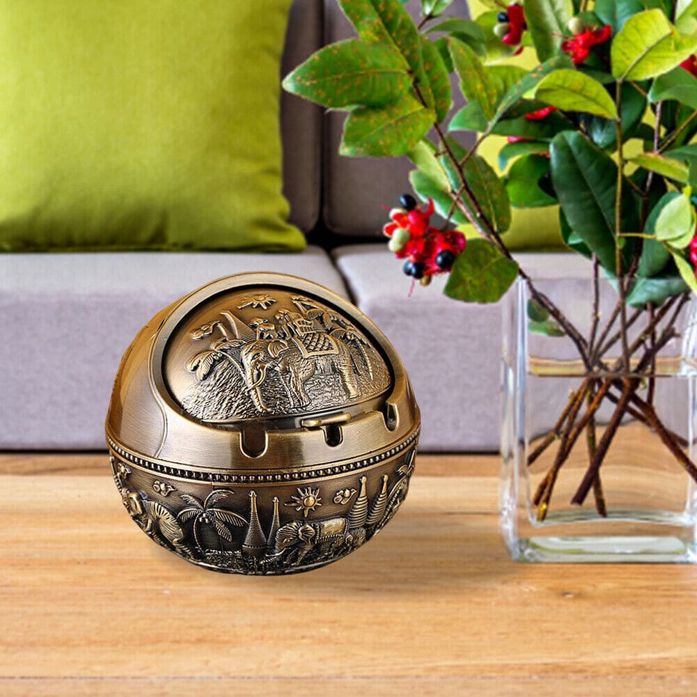 Antique Flip Ashtray, Vintage Windproof Ashtray with Flip Lid, Elephant Spherical Ashtray For Smoking, Metal Instant Smokeless Ashtray, Retro Round Ash Holder, Anti-fall Portable Cigarettes Ashtray, Anti Fall Tobacco Ash Tray Antique Flip Ashtray, Vintage Windproof Ashtray with Flip Lid, Elephant Spherical Ashtray For Smoking, Metal Instant Smokeless Ashtray, Retro Round Ash Holder, Anti-fall Portable Cigarettes Ashtray, Anti Fall Tobacco Ash Tray